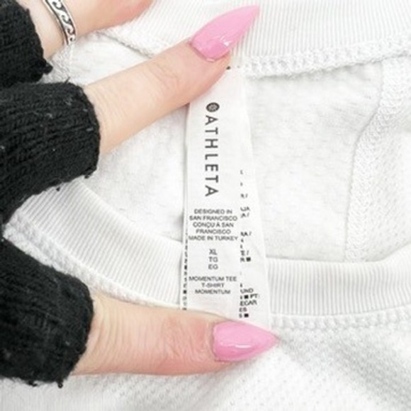 Athleta Momentum Tee Shirt White Short Sleeve Athleisure Top Women's XL - Picture 4 of 5